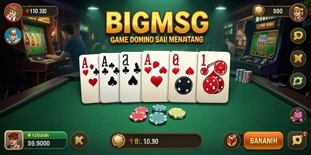 Screenshot utama menunjukkan keseruan gameplay Domino.