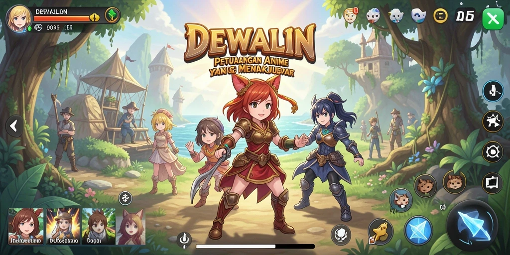 Screenshot utama DEWALIN menampilkan aksi pertarungan karakter Anime.