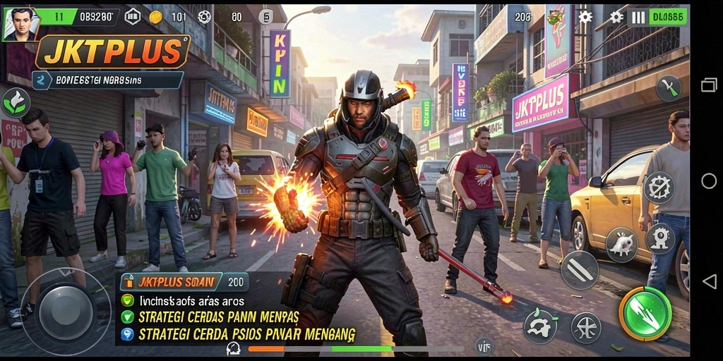 Gameplay JKTPLUS dengan strategi yang menantang di setiap level.