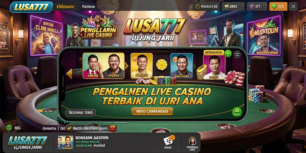 Screenshot gameplay LUSA777 dengan dealer langsung dan permainan yang menarik.