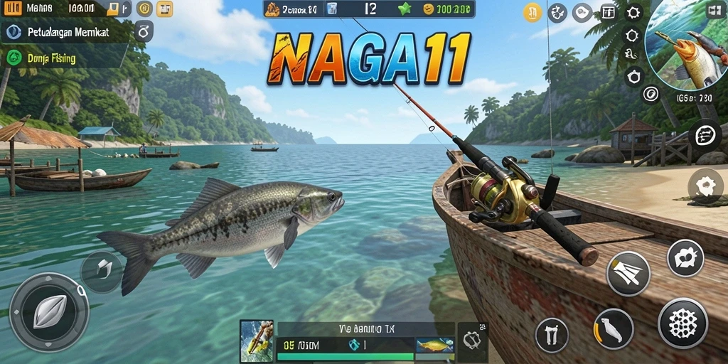 Tampilan menakjubkan dari gameplay memancing di NAGA11.