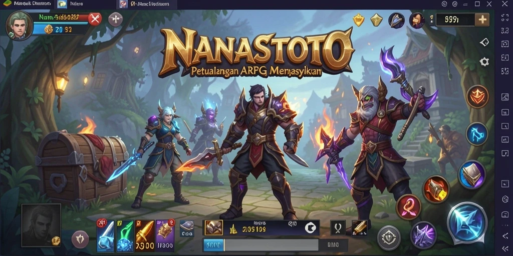 Tangkapan layar menampilkan aksi seru di <strong>NANASTOTO</strong> dengan karakter yang bertarung melawan musuh.